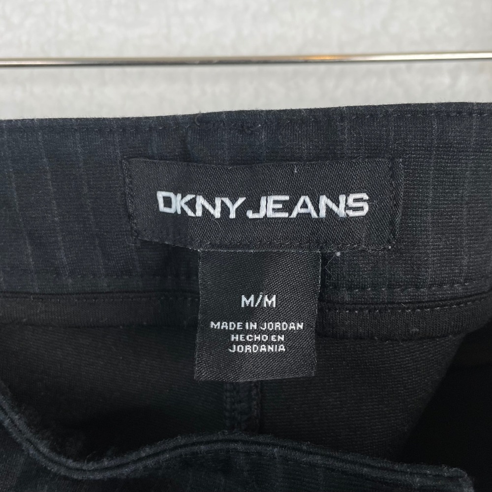 DKNY Jeans Womens Black Pinstripe Slim Leg Trousers Size Medium - Picture 10 of 11